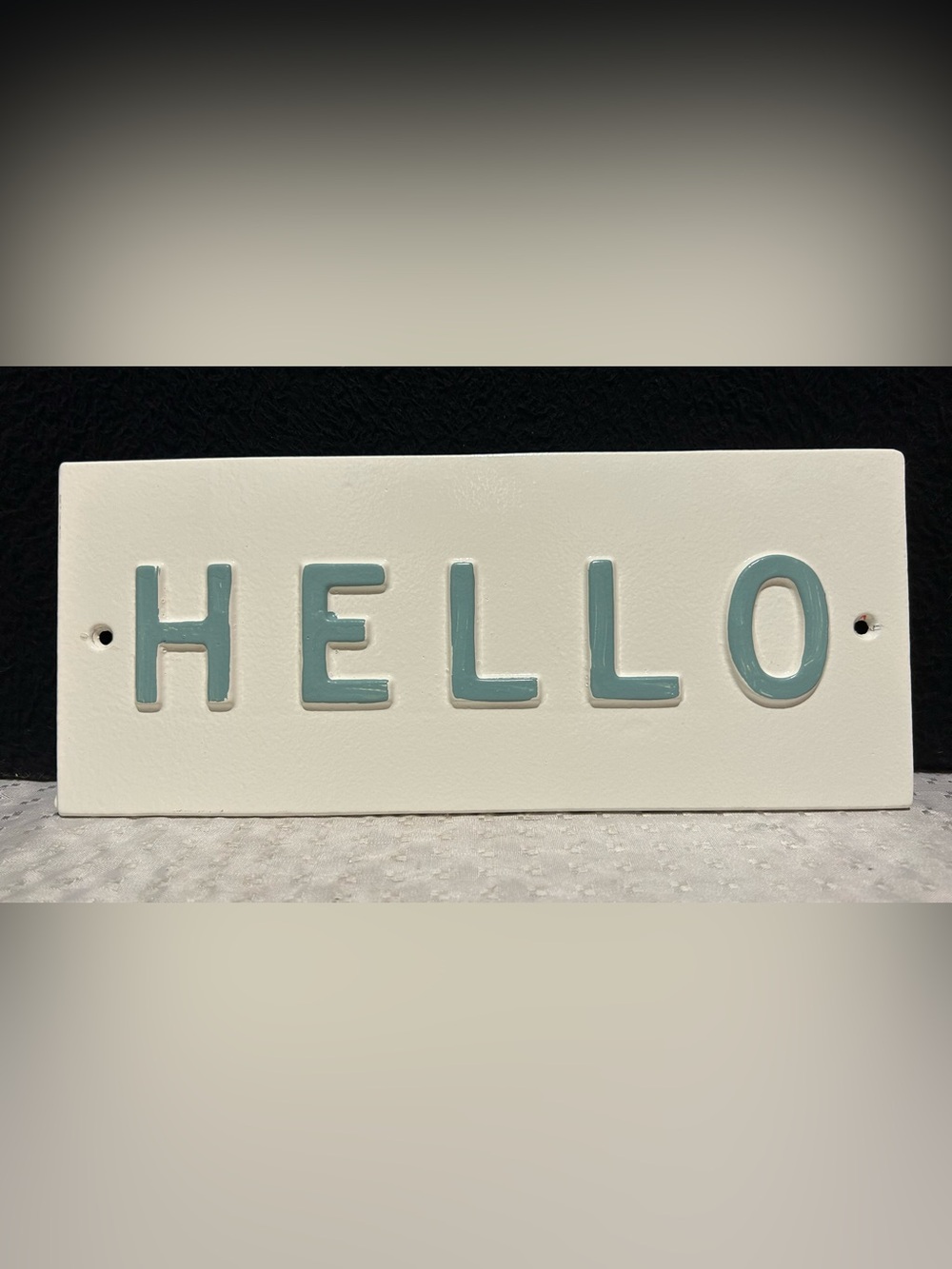 Magnolia Hearth & Hand HELLO White Metal Wall Sign Farmhouse Style Cottage Decor